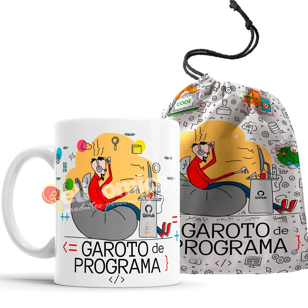Caneca Garoto De Programa programador desenvolvedor com saquinho
