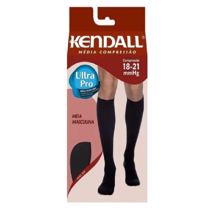 Meia Kendall Masculina 3/4 Media Compressao Preta, Marrom e Marinho