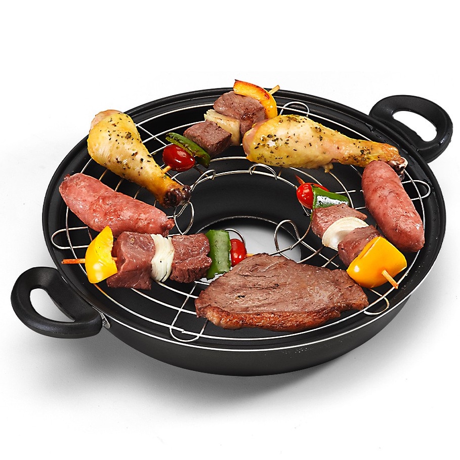 Panela Churrasqueira de Fogão Antiaderente Grill 24,5 cm Alumínio ...