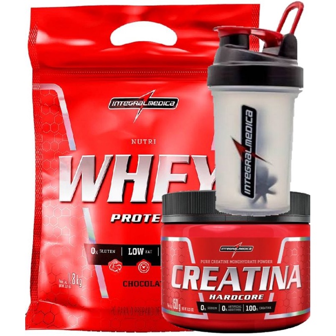 Whey Protein Nutri 1,8kg Refil Integral Medica Nutry Integralmedica whay wey way + Creatina 150g + Coqueteleira 450ml Integral Médica