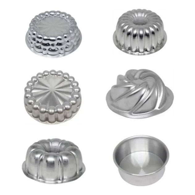 Kit 6 Peças Mini Forma Bolo Pudim Torta Suíça Decorada C12