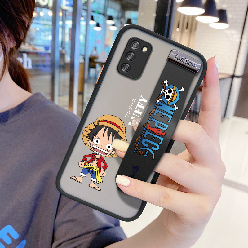 Capa De Para Samsung A02S A03S A02S M02 A01 A70 A50 A30 A20 A10 Cute Cartoon Anime (One Piece) Luffy Cases Capinha (With Wristband)