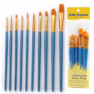 Kit Pincel Para Pintura Aquarela Acrílico Óleo 10 Pincéis