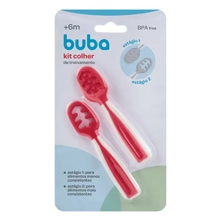 Kit 2 Colheres de Treinamento Autoalimentação Rosa 13142 - Buba