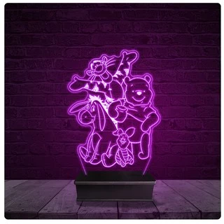 Luminária e Abajur Acrílico Led - Usinho pooh e seus Amigos
