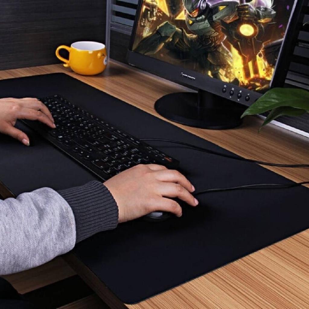 Mouse Pad X Cm Gamer Extra Grande Couro Eco Slim Impermeavel Tapete De Mesa Preto Shopee