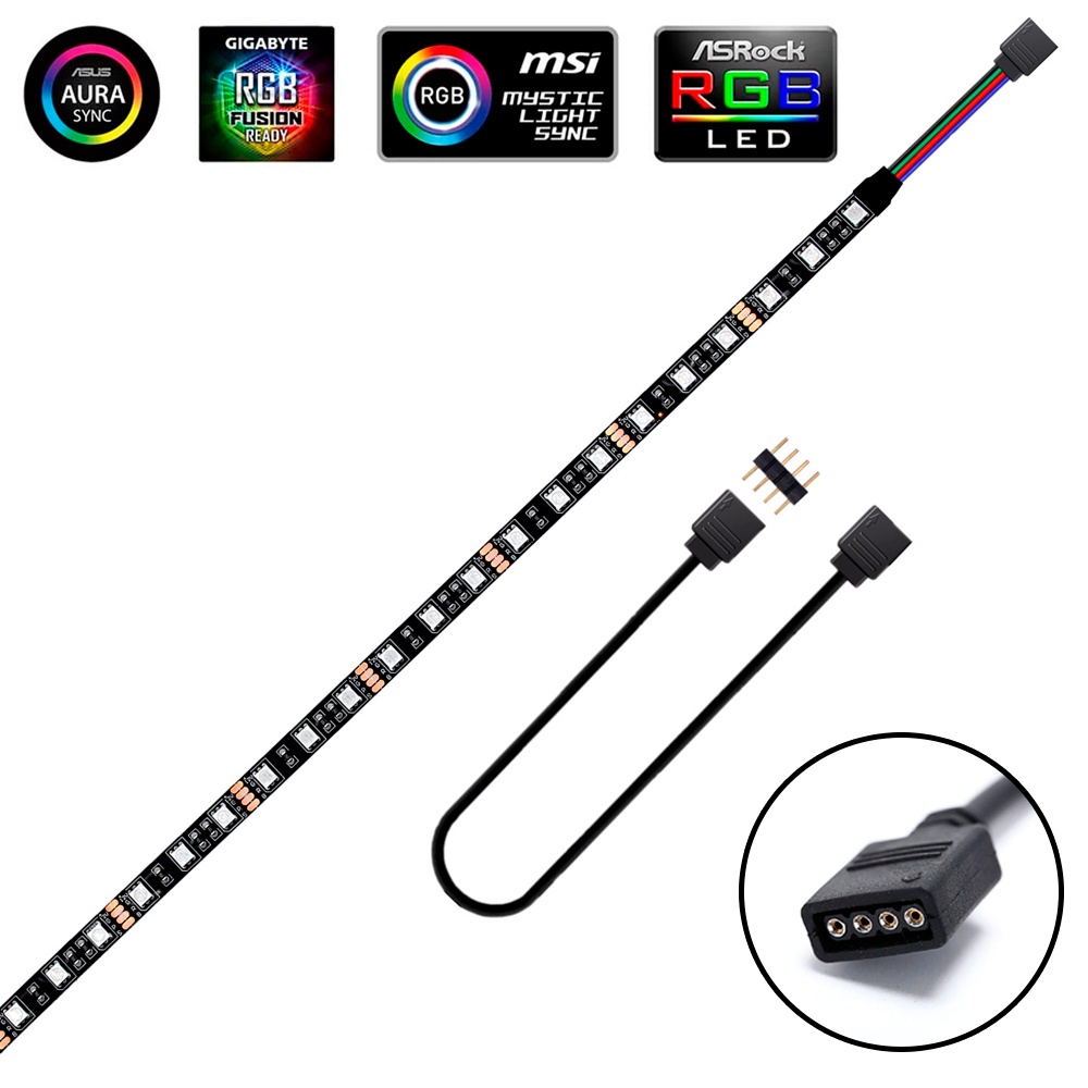 Fita de LED RGB 4 Pinos 2 Metros Aura Sync - Para Mesa Setup Gamer