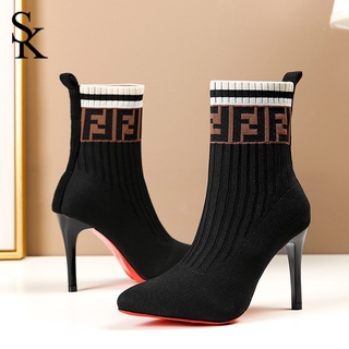 Moda Famoso Designer Marca Luxo Sexy Mulheres Botas De Tornozelo Com Ponta Stiletto Sapato De Salto Alto