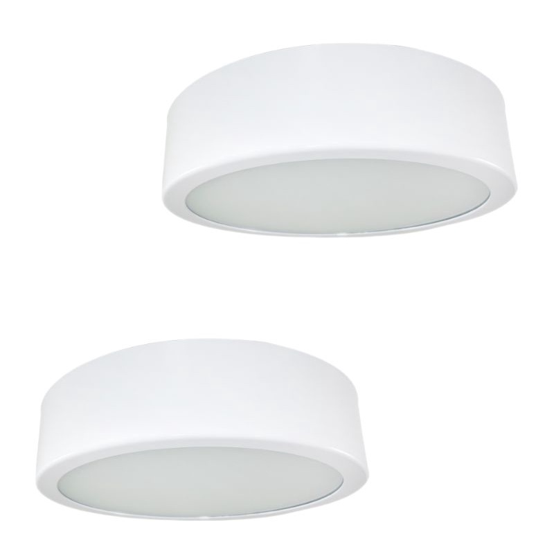kit 2 lustre luminária plafon sobrepor redondo duas lâmpadas alumínio