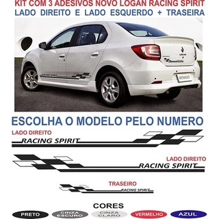 Adesivos Logan  Faixas Laterais E Traseira Racing Spirit em Oferta na Shopee