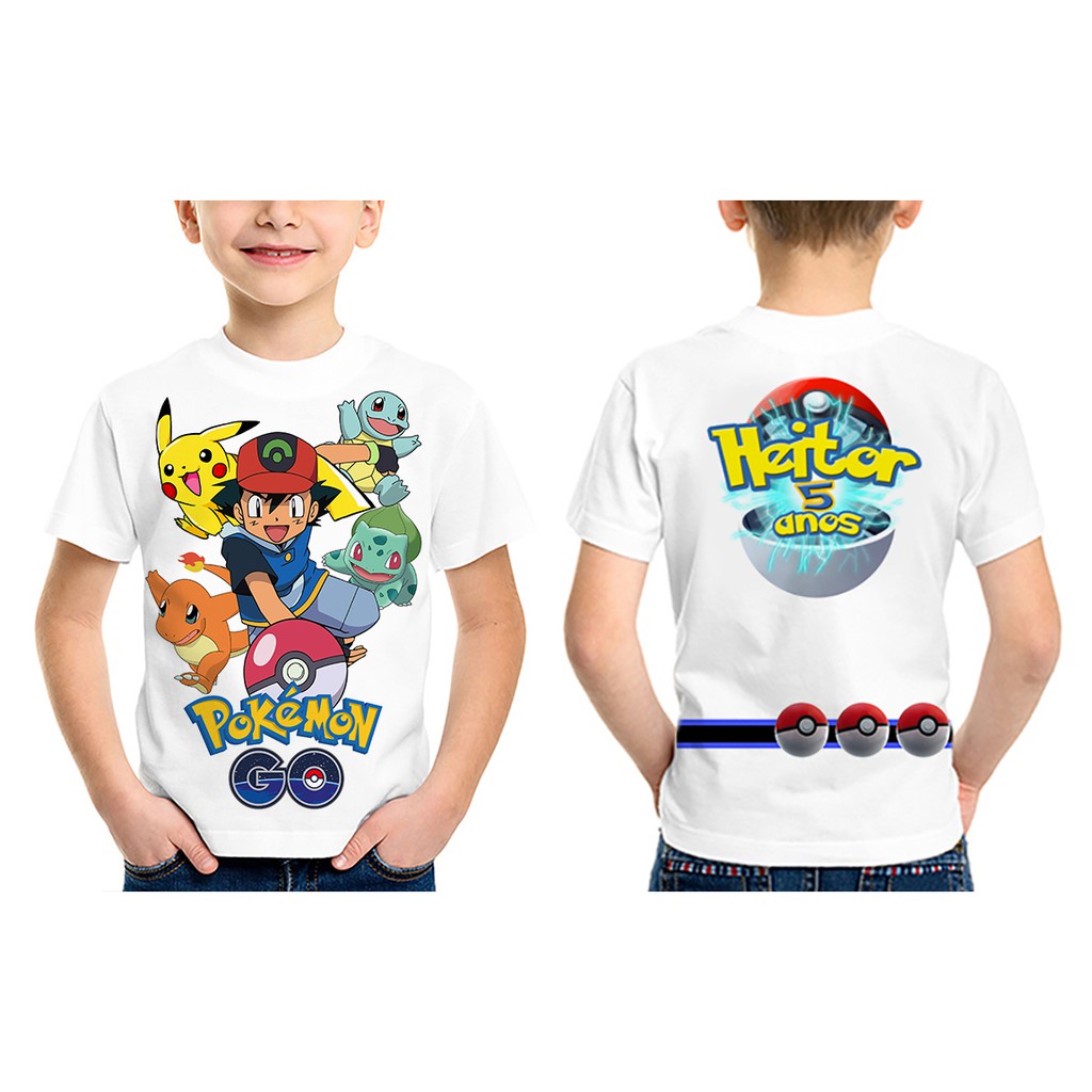 Camiseta infantil Pokemon Go Ash Pikachu PERSONALIZADA