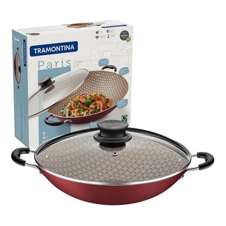 WOK TRAMONTINA PARIS 36cm 6L VERMELHO