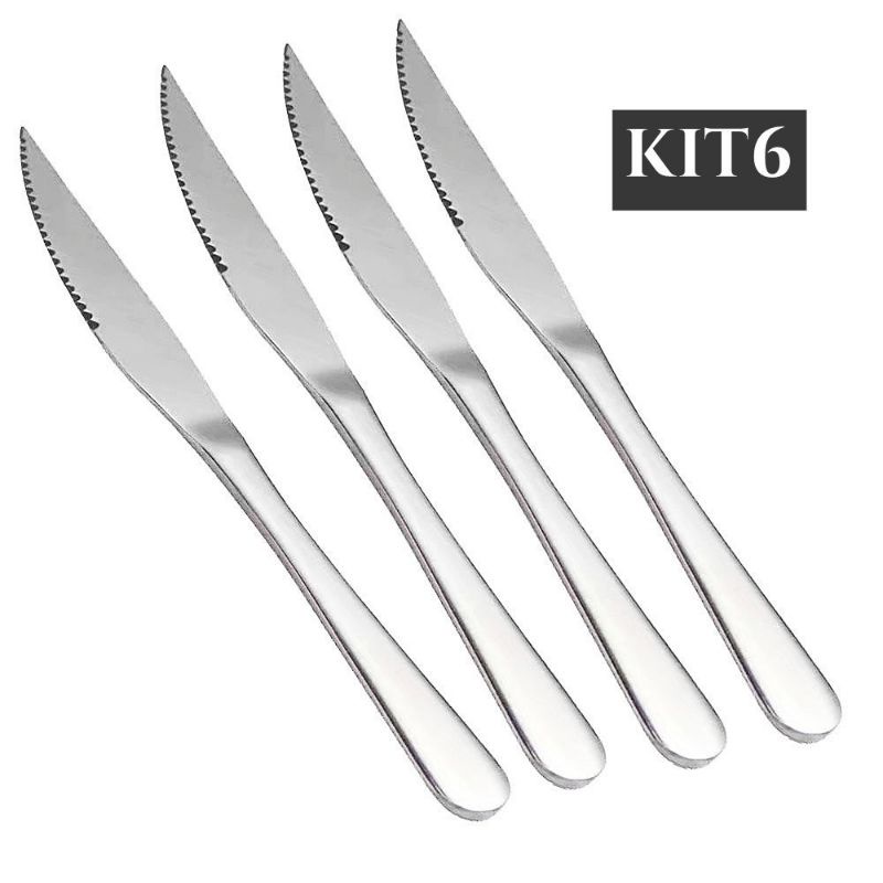 Faca 6 Peças de Mesa, Faca Talher Aço Inox Alta Qualidade | Shopee Brasil
