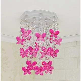 Luminária para Quarto de Bebê Plafon Lustre Infantil Menina Criança Decoração Chá Revelação Tema Borboletas Rosa