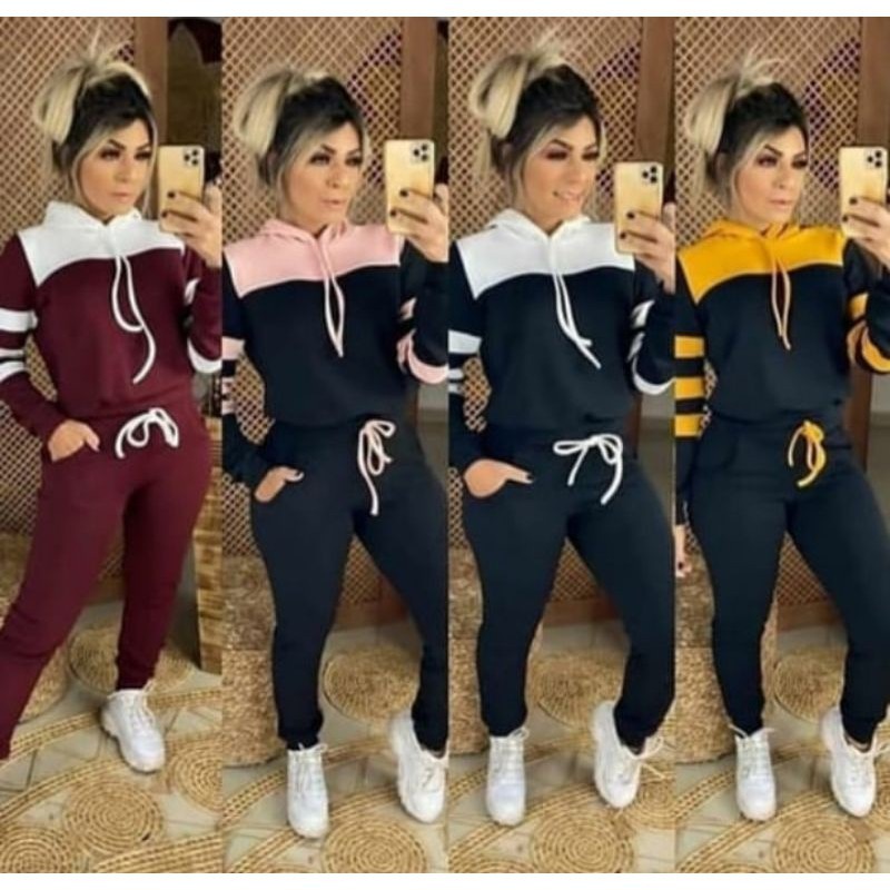 Kit 4 Conjunto Moletom Calça Blusa de Frio Manga Longa Capuz