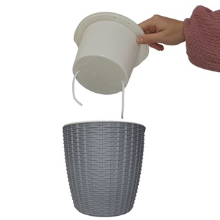Vaso Auto Irrigável Redondo Pequeno para Plantas Decorativo 14x13