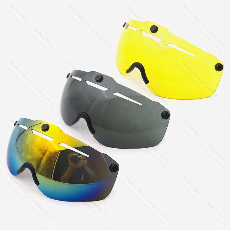 Capacete de bicicleta com lente para olhos ciclismo capacete triatlo ciclismo lente do capacete óculos acessórios