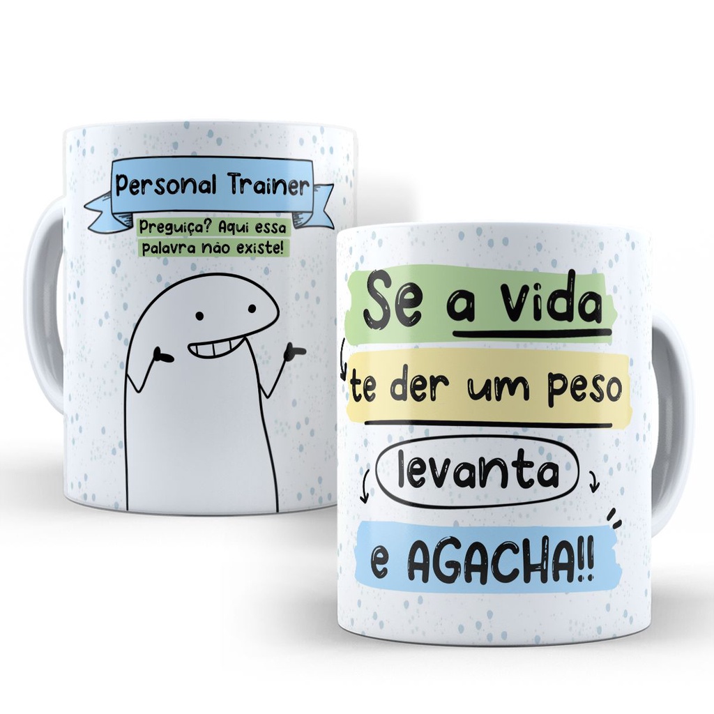 Caneca Personal Trainer Personalizada Flork Engraçada Divertida com Nome Xicara de Porcelana Profissões 360