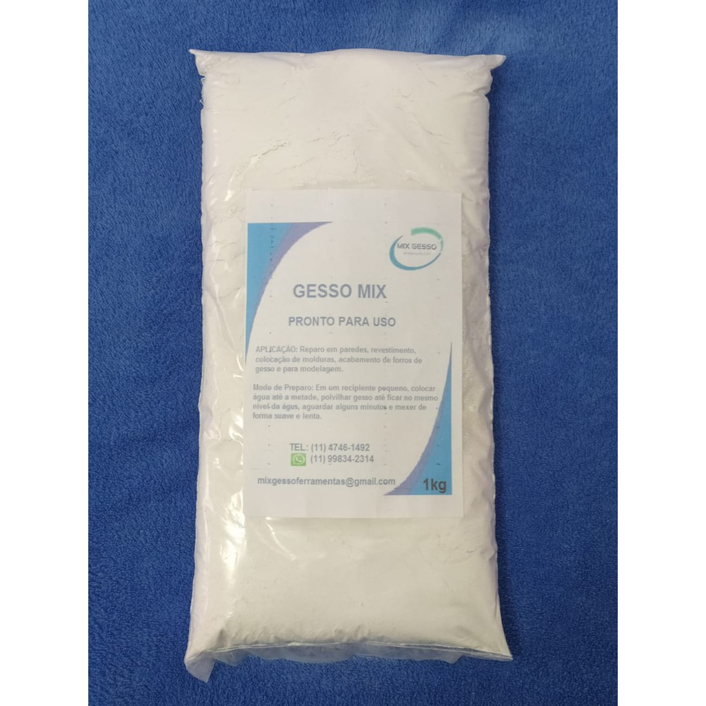 Gesso Estuque em pó Mix Gesso 1kg secagem rápida | Shopee Brasil