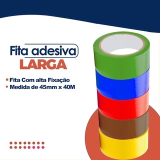 Fita Adesiva Larga Colorida Para Embalar Empacotar Com 45mm X 40M