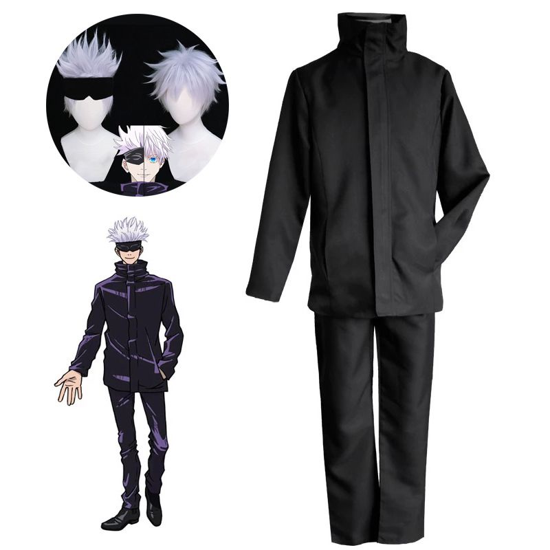 Jujutsu Kaisen Anime Cosplay Traje Masculino, Gojo Satoru, Óculos, Uniforme  Escolar, Peruca, Fato de Halloween, Adulto - AliExpress