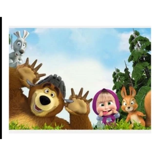 Adesivo marsha e o urso 50 unidades 10x10