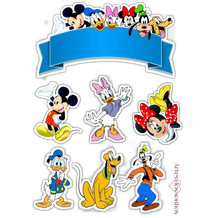 Topo De Bolo Topper Pato Donald Margarida Cortado Colado Envio Imediato ...