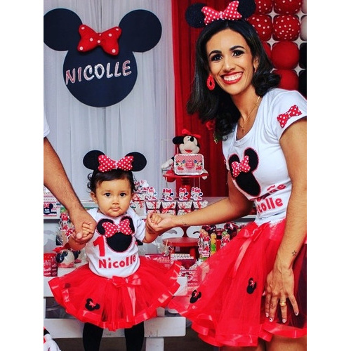 Vestido minnie vermelha luxo mae store e filha