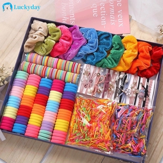 10000/100/30/3Pcs Fashion Ribbon Hair Tie Set Kids Scrunchies Elásticos Faixa De Cabelo Clipes Rabo De Pônei Acessórios Presente