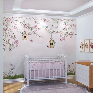 Papel de Parede Autocolante Design Floral Soft Baby Para Quarto de Bebê e Criança m²