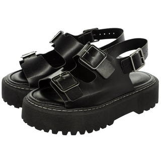 Sandália Papete Flatform Birken Fivela Preta