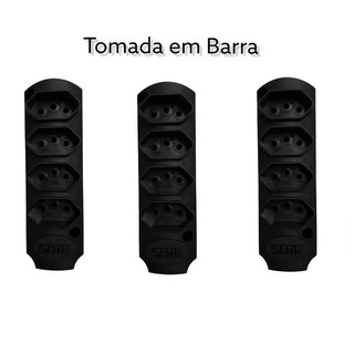 Kit 3 Tomadas Quadrupla em Barra para extensão 10A ou 20A Preto ou Branco Certificada