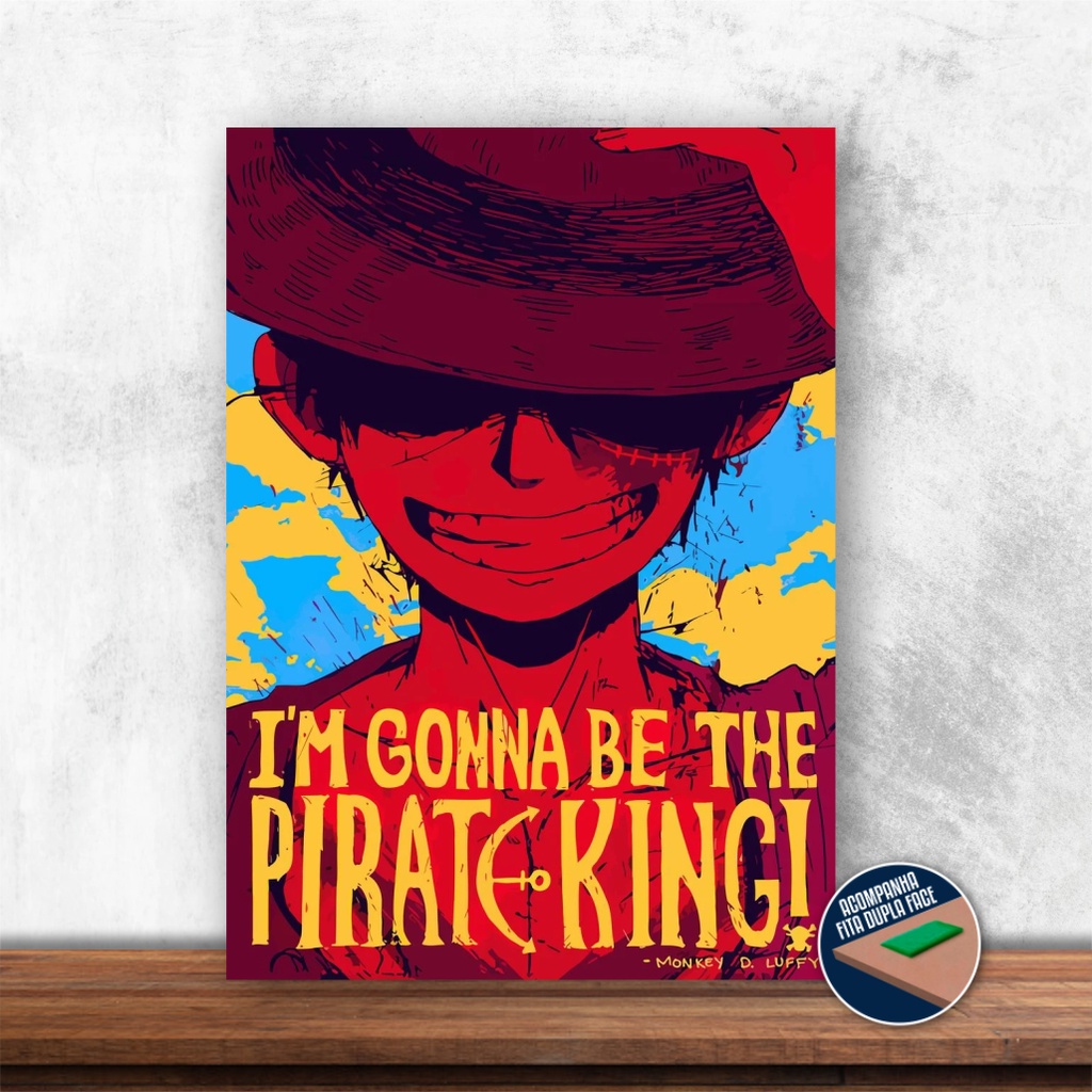 Luffy Rebaixado. One Piece. Quadro decorativo de anime em MDF