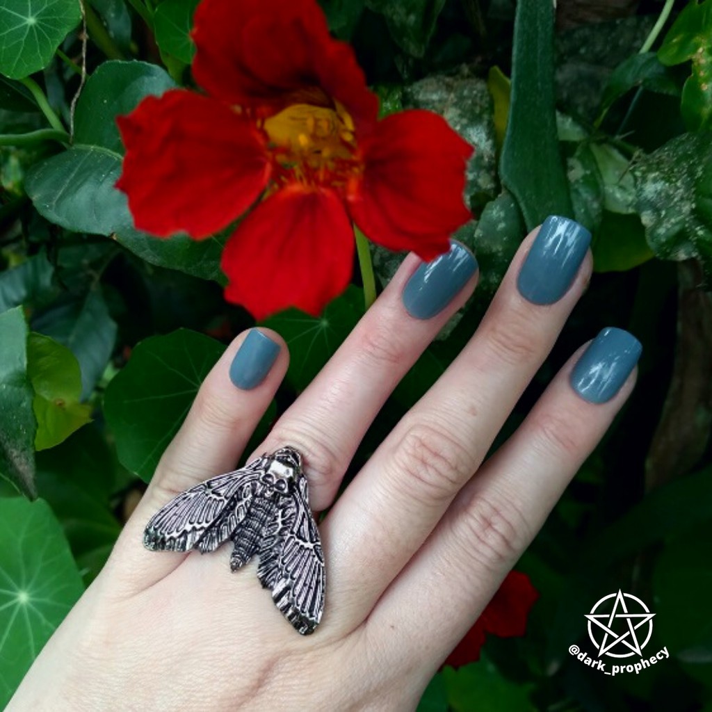 Anel Mariposa Caveira Death Gótico