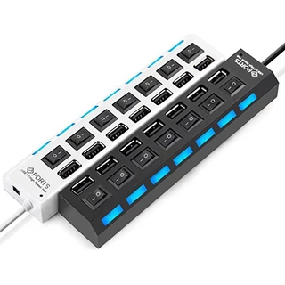 Hub Usb 7 portas 3.0 Hd Extensao Pen Drive Alta Velocidade Com LED Chave seletora
