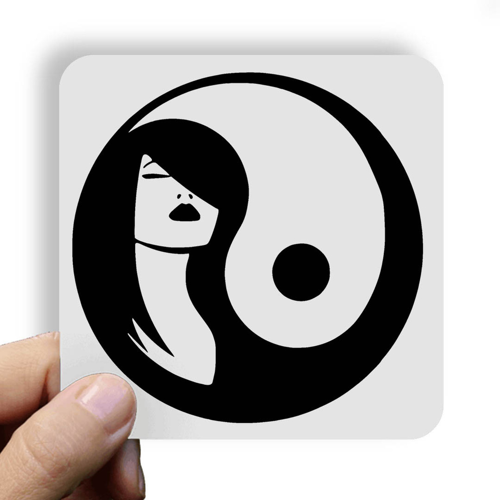 Adesivo - 7x7cm - Yin Yang Equilibrio Mulher Woman Desenho