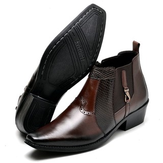Bota Country Texana Masculina Couro Legitimo Cano Baixo