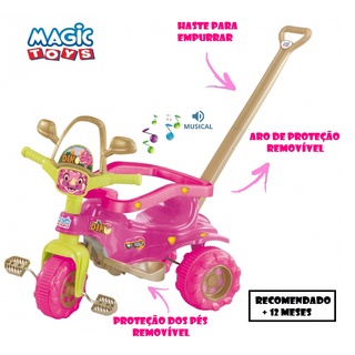 Ditudotem Triciclo Infantil Velotrol Bebe Motoca Roxo Brinquedo Menina Com  Cestinha Velocípede Motoquinha Magic Toys