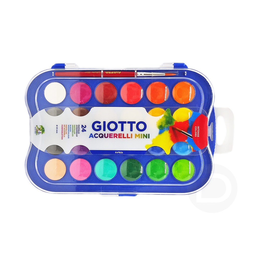 Estojo De Aquarela Pastilha 24 Cores Giotto Mini + Pincel