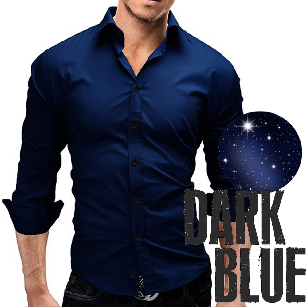 Camisa social store masculina azul marinho