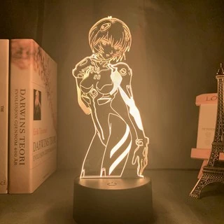 Candeeiro de mesa Preto Neon Genesis Evangelion para decoração de quarto Ayanami Rei Manga presente
