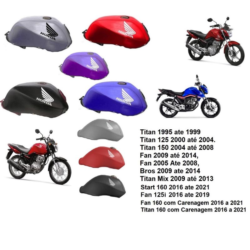 capa tanque titan fan start 125 150 160 cores