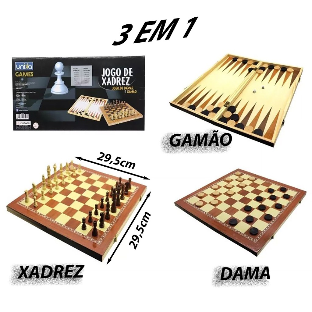 Jogo de Xadrez, Dama, Gamão 39cmX39cm - Hobbies e coleções - Urbanova, São  José dos Campos 1249921029