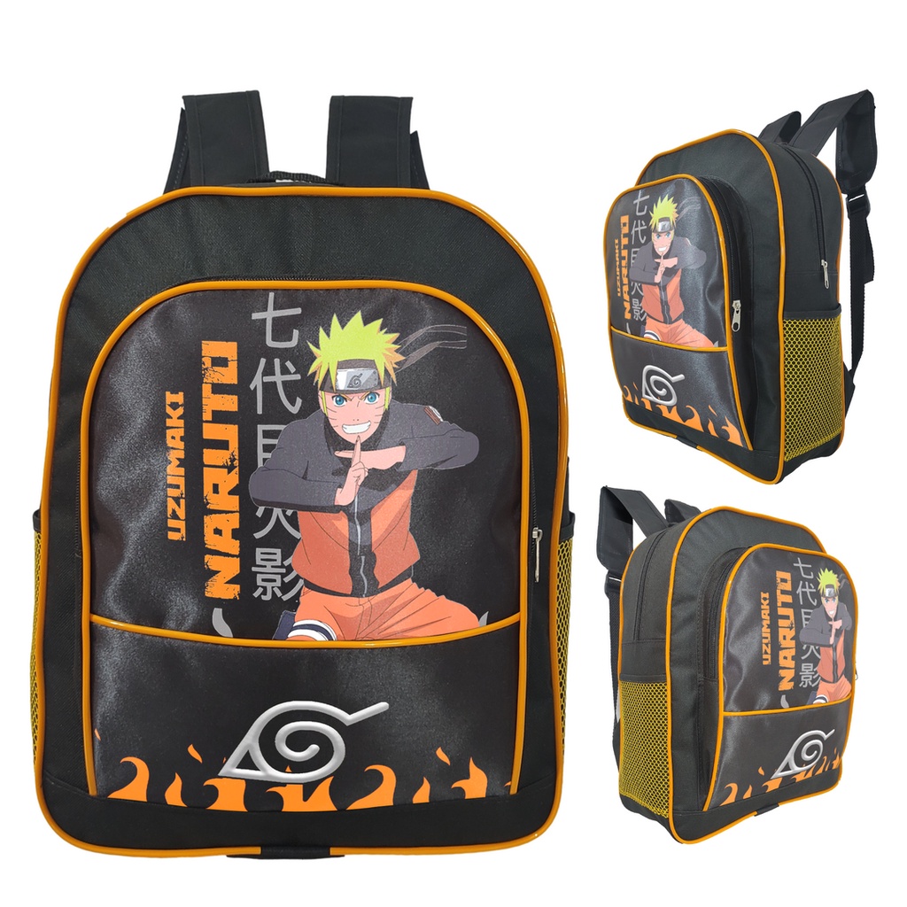 Mochila Escolar G Grande Preta Naruto Classico - Izza Presentes