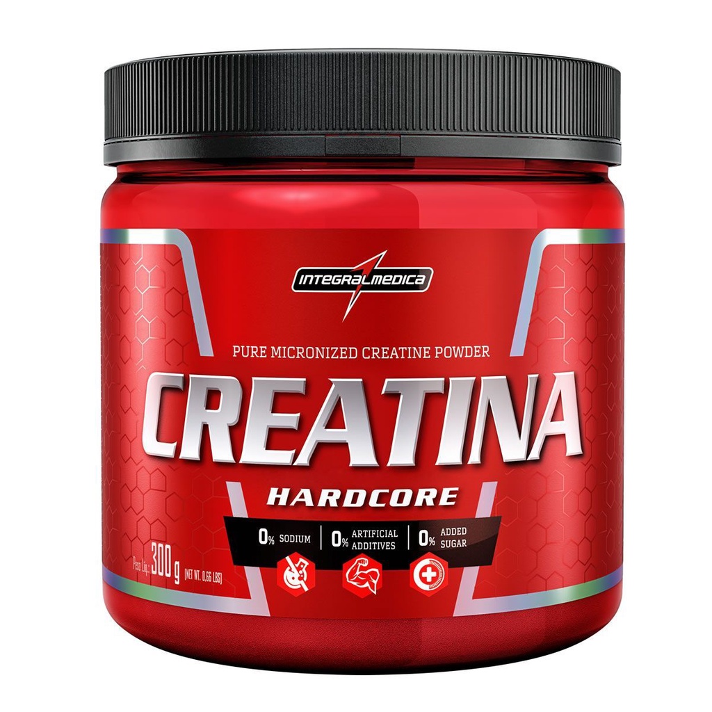 Creatina 300g Pura Monohidratada - Integral Medica Creatine Hardcore Integralmedica