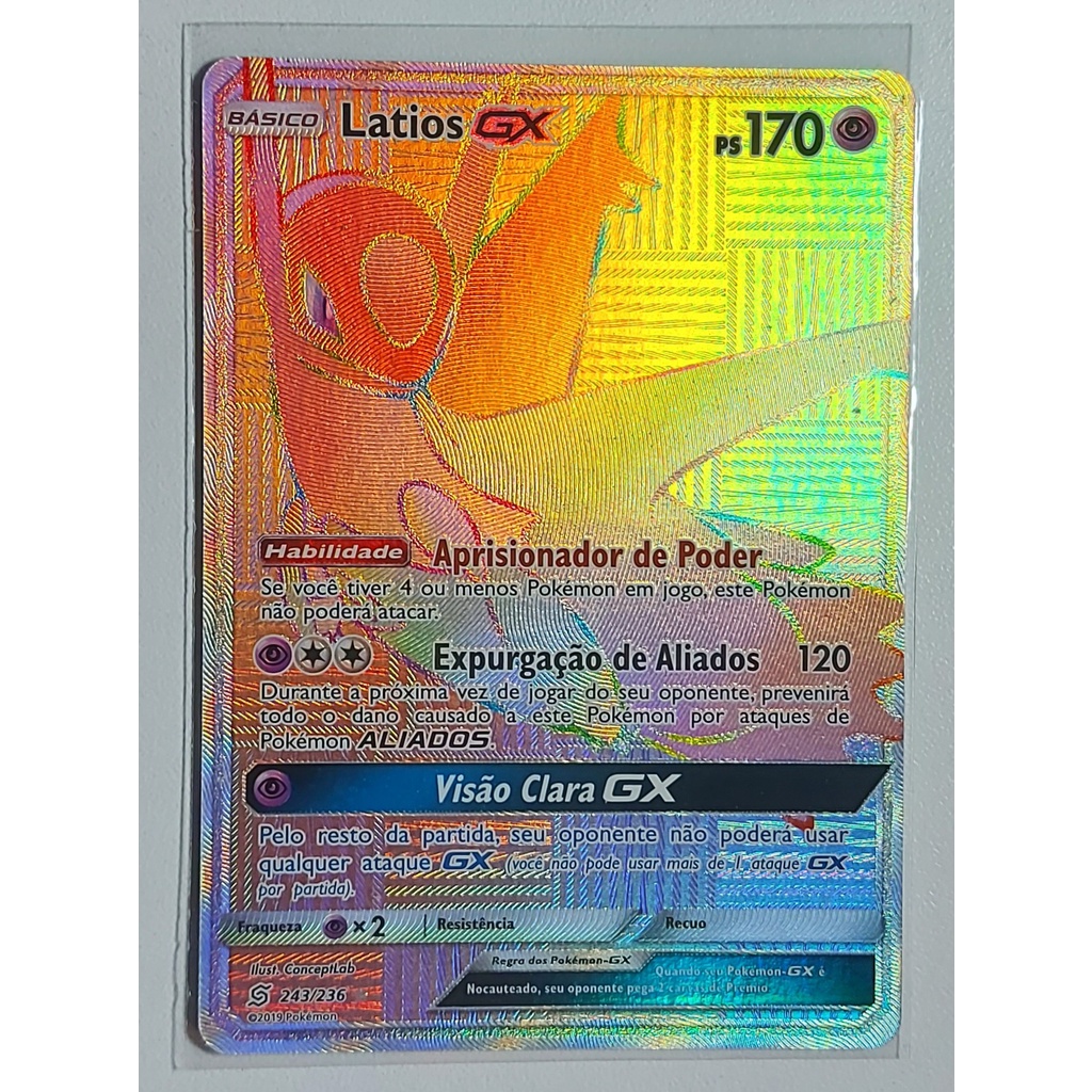 Carta Pokémon Lendário Solgaleo Gx Rainbow Sol E Lua