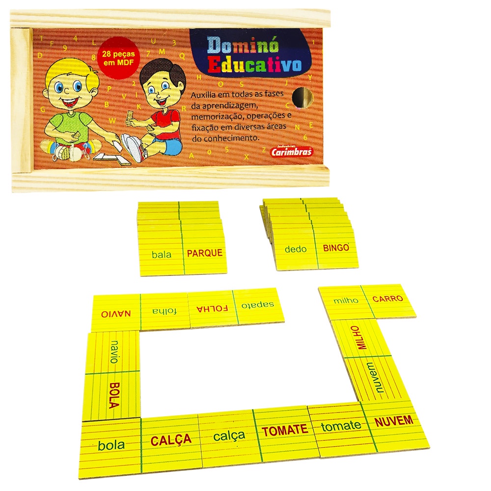 Brinquedo Pedagógico Educativo Sílabas 28 Peças Jogo Aprendizagem Palavras  Frases Alfabetização Material Apoio Escolar Infantil Criança 4 Anos
