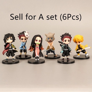 6 Pçs/Conjunto Brinquedos Bonecos De Boneco Demon Slayer Tanjirou