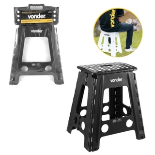Banqueta De Plástico Dobrável Vonder 450mm 150kg Preta