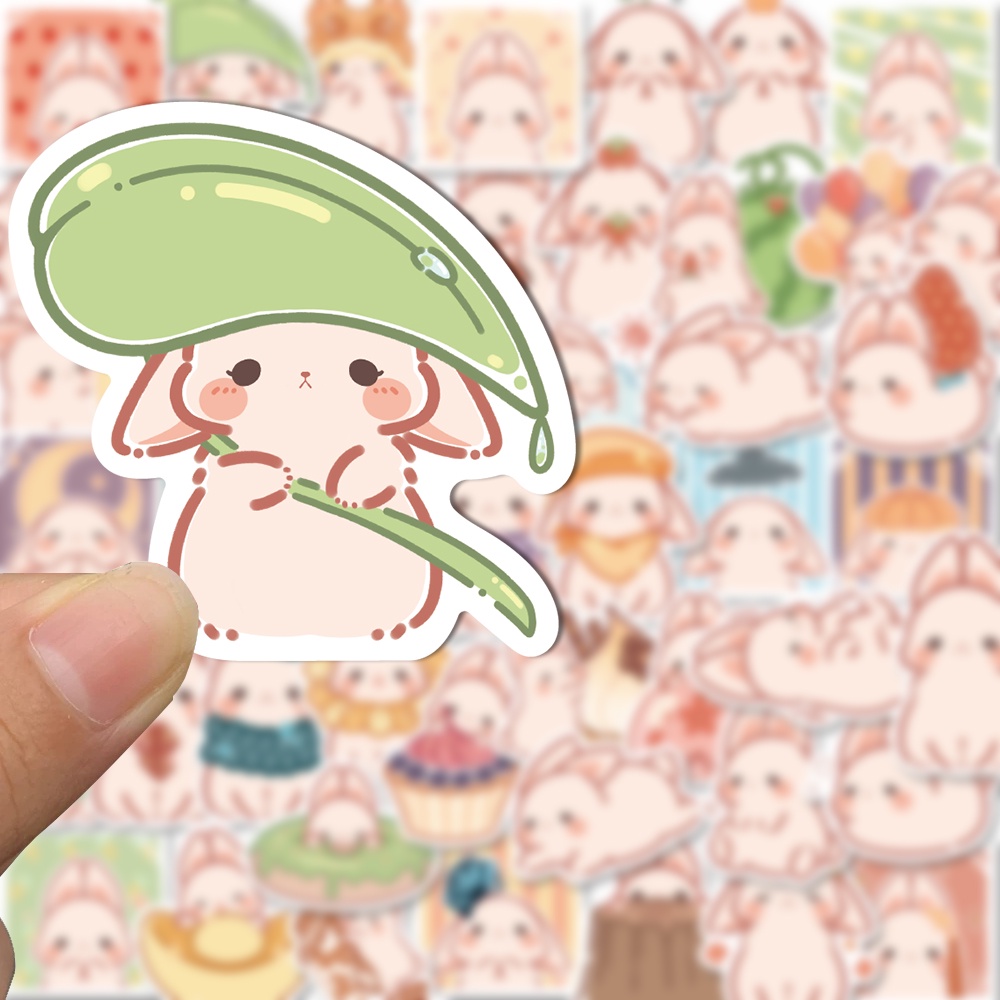 Caixa De Desenho Animado De 50pcs Adesivos Para Coelhos Telefones Celulares Portáteis Decorativos À Prova D'água